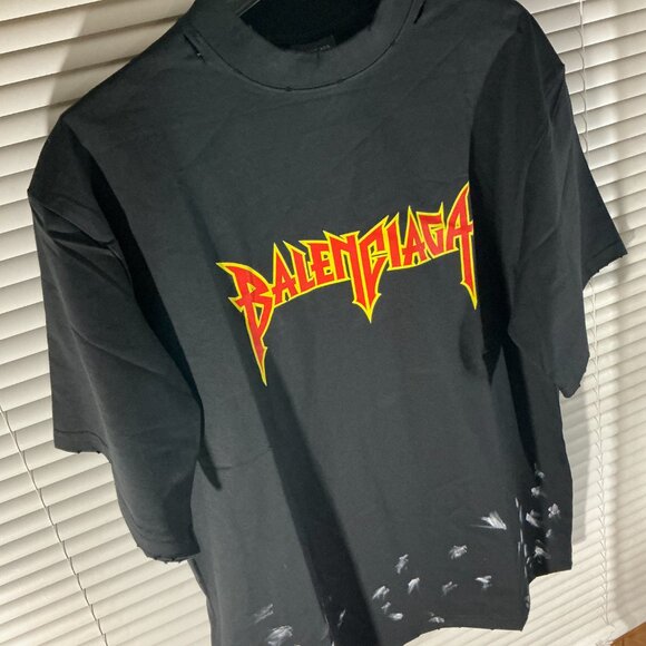 Punk Balenciaga paint distressed tee - Picture 3 of 8